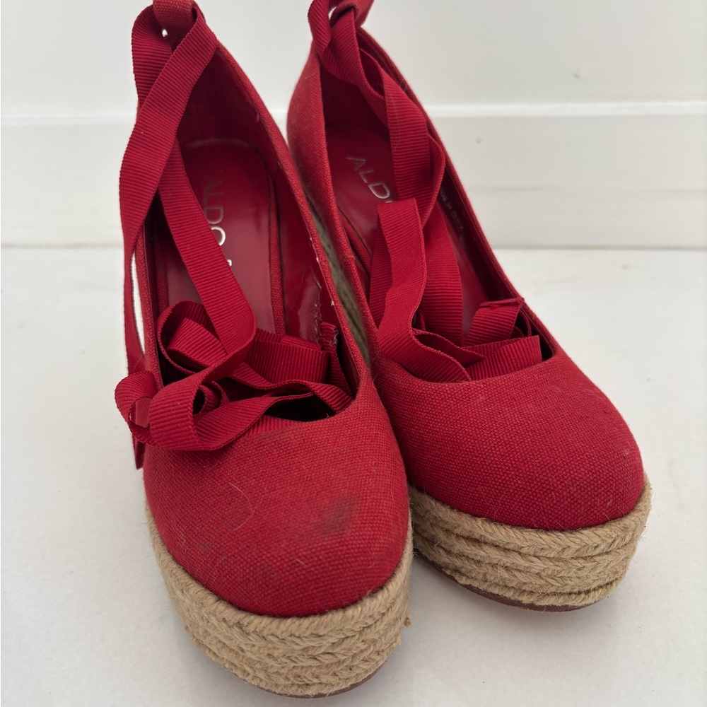 Aldo Vibrant Red Espadrille Wedges